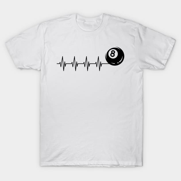 Billiard Heartbeat T-Shirt by KC Happy Shop